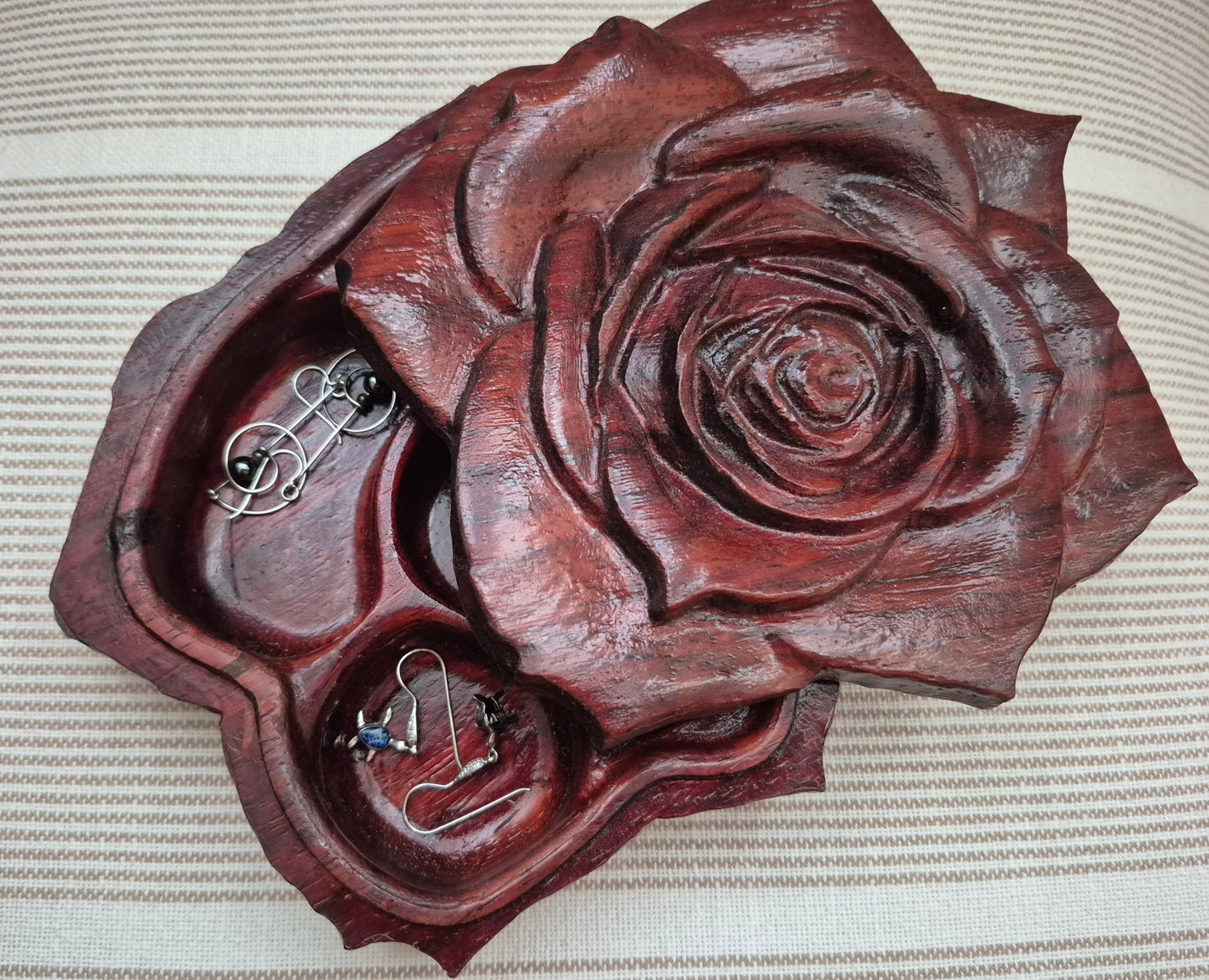 Rose Jewelry Box - 18 Ounce Padauk Wood